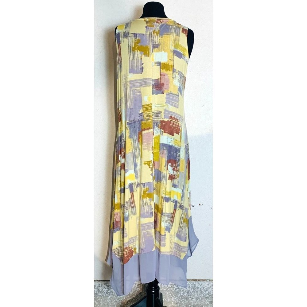 LOGO Laurie Goldstein Maxi Asymmetric Dress With Pockets Yellow & Purple M - Picture 3 of 13
